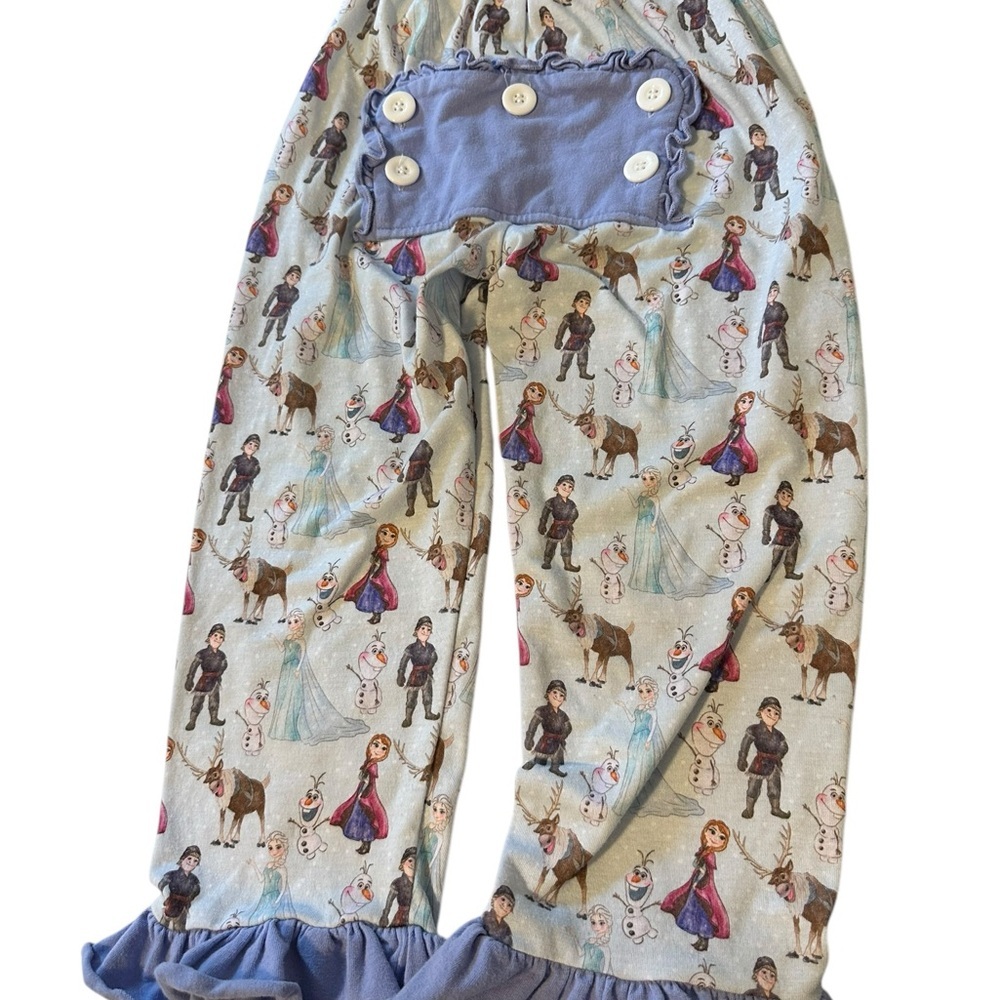 Coastal Mermaids Boutique Frozen PJ Set with Back Flap Ruffles Long Sleeve - Picture 4 of 10